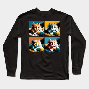 Domestic Long Hair Pop Art - Cute Kitties Long Sleeve T-Shirt